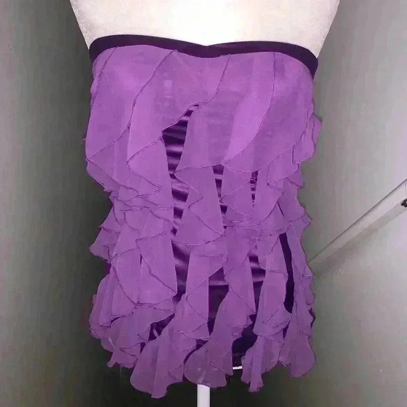 XOXO strapless ruffle satin top size small - Picture 2 of 8